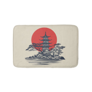 Beautiful Japanese landscape with sunrise Bath Mat