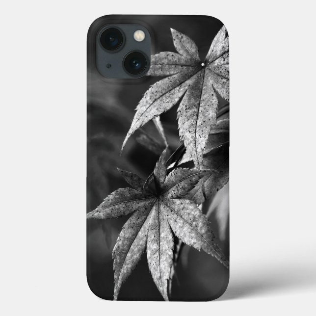 Beautiful Japanese Maple Leaf Portrait in B/W Case-Mate iPhone Case (Back)