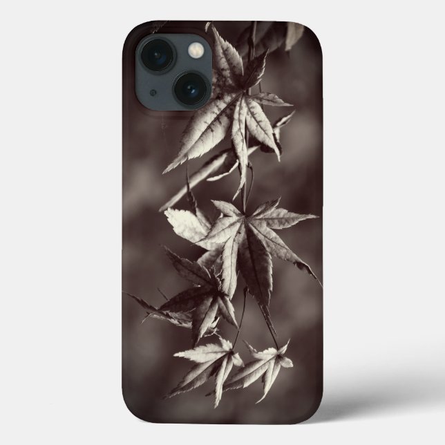 Beautiful Japanese Maple Leaf Portrait Sepia Case-Mate iPhone Case (Back)