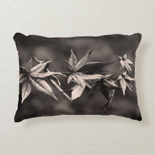 Beautiful Japanese Maple Leaf Portrait Sepia Decorative Pillow