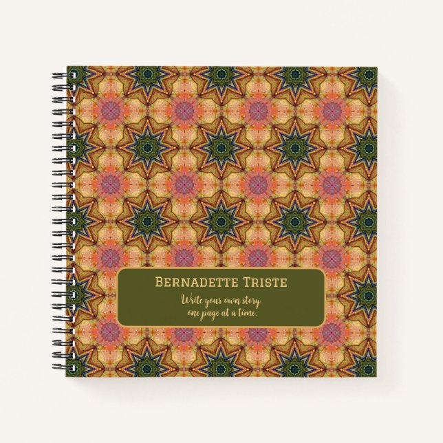 Beautiful Jewel Toned Custom Name Saying Star  Notebook (Front)