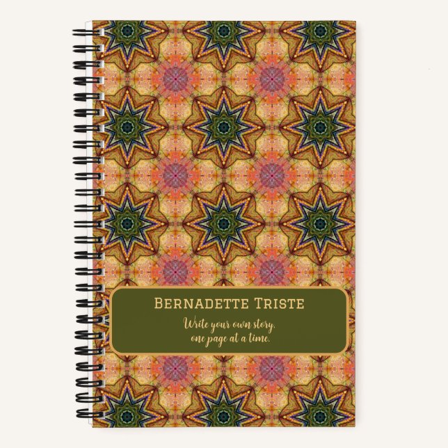 Beautiful Jewel Toned Orange Name Saying Star  Notebook (Front)