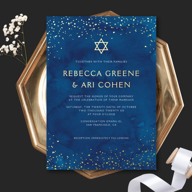 Beautiful Jewish Stary Sky Wedding Dark Blue Gold (Creator Uploaded)