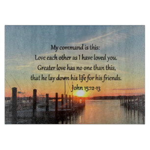 BEAUTIFUL JOHN 15:12 SUNSET PHOTO DESIGN CUTTING BOARD