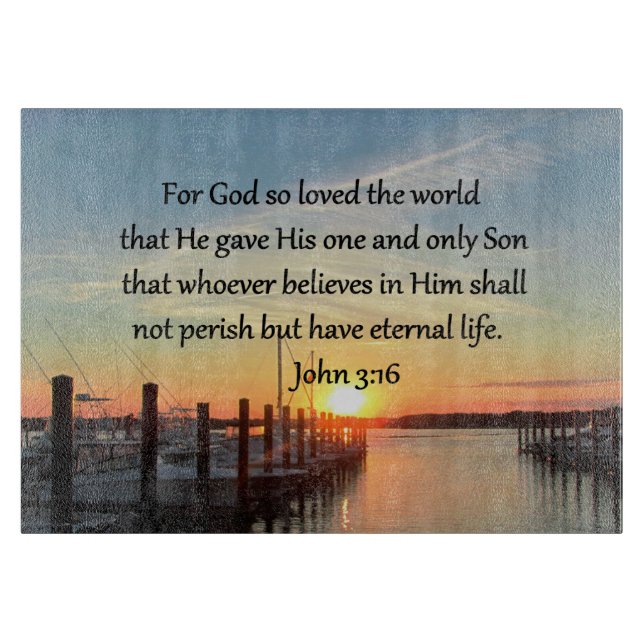BEAUTIFUL JOHN 3:16 SUNSET PHOTO DESIGN CUTTING BOARD (Front)