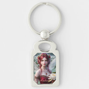 Beautiful July Fairy in Water Lilies Keychain