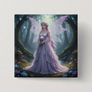 Beautiful June Pearl Fairy 2 Inch Square Button