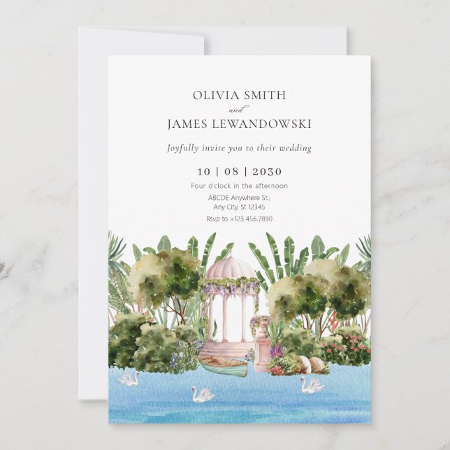 Beautiful jungle river wedding  invitation (Front)