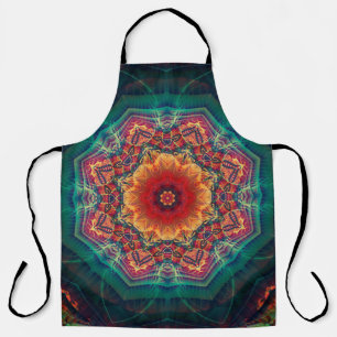 Beautiful kaleidoscope multicolored flower pattern apron