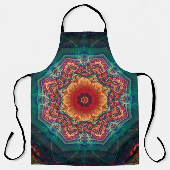 Beautiful kaleidoscope multicolored flower pattern apron (Front)