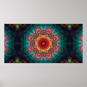 Beautiful kaleidoscope multicolored flower pattern poster