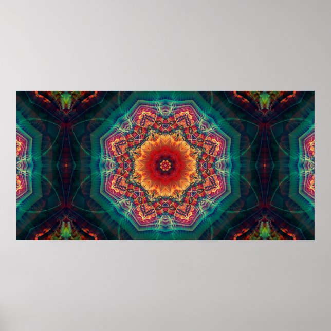 Beautiful kaleidoscope multicolored flower pattern poster (Front)