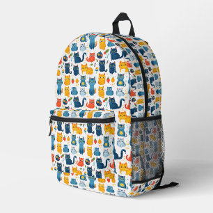 Beautiful kawaii cats, playing with toys white ba Printed Backpack