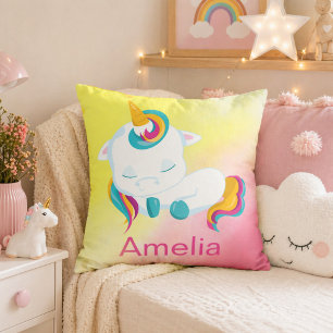 Beautiful Kawaii Unicorn Throw Pillow