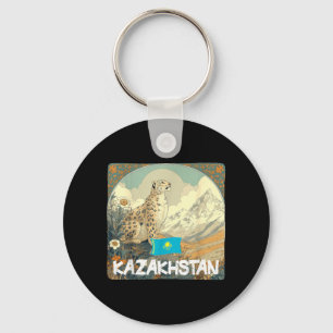 Beautiful Kazakhstan Big Cat Costume with Flag Keychain