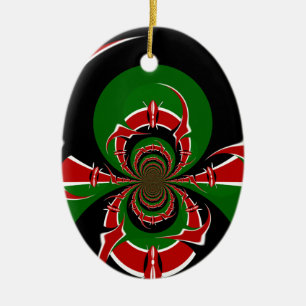 Beautiful Kenya Black Red Green Colour Design Flag Ceramic Ornament