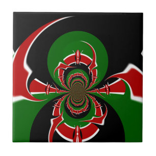 Beautiful Kenya Black Red Green Colour Design Flag Tile
