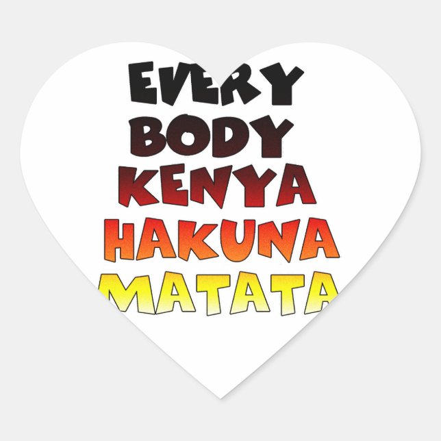 Beautiful Kenya Colourful Amazing Text Quote Desig Heart Sticker (Front)