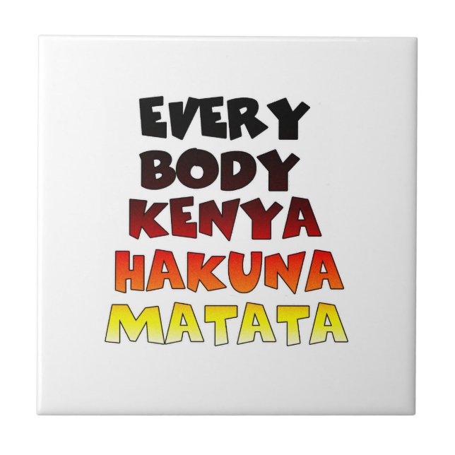 Beautiful Kenya Colourful Amazing Text Quote Desig Tile (Front)