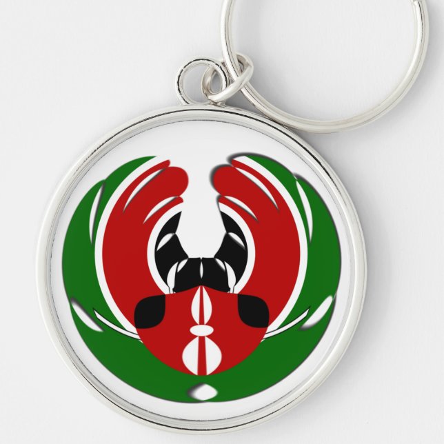 Beautiful Kenya Tapestry: Kenyan Flag Butterfly Mo Keychain (Front)