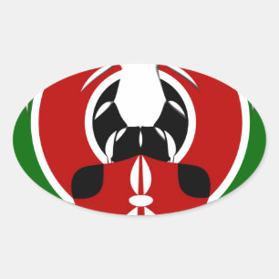 Beautiful Kenya Tapestry: Kenyan Flag Butterfly Mo Oval Sticker