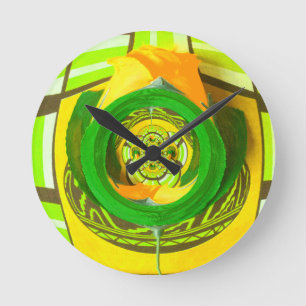Beautiful Kenyan Yellow Rose Floral Graphic Design Round Clock