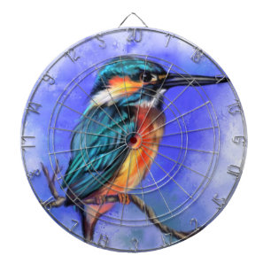 Beautiful Kingfisher Bird - Migned Watercolor Art  Dartboard