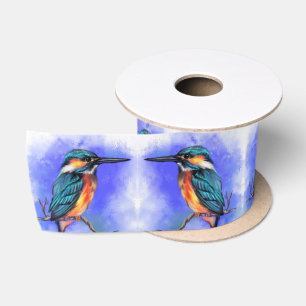 Beautiful Kingfisher Bird Ribbon Satin Ribbon