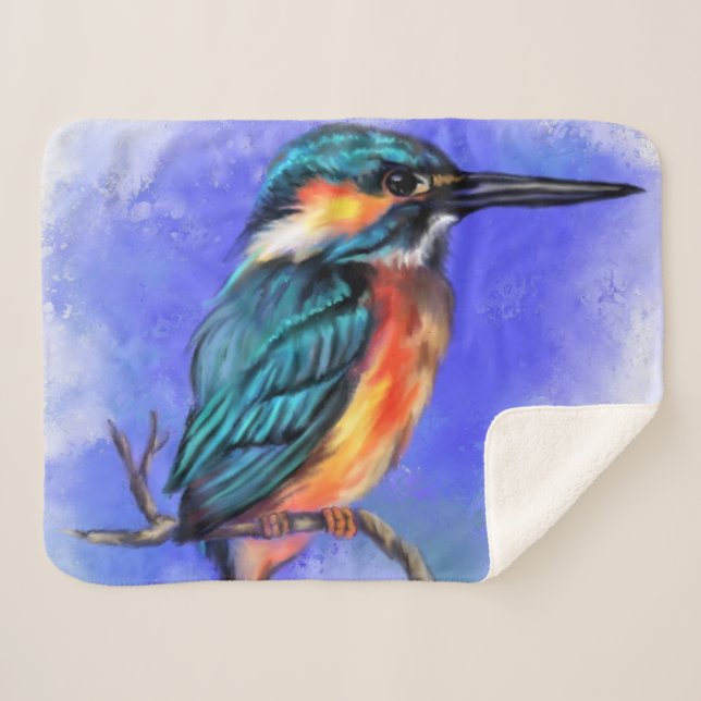 Beautiful Kingfisher Sherpa Blanket (Front (Horizontal))