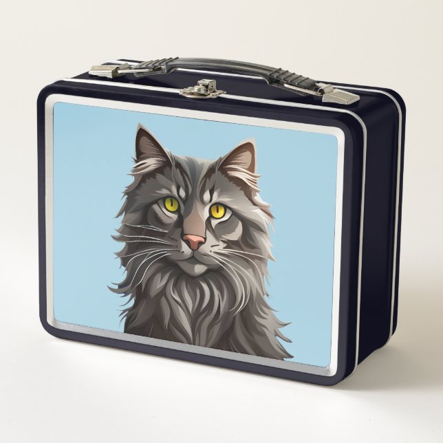 BEAUTIFUL KITTY CAT RETRO METAL LUNCHBOX (Front)