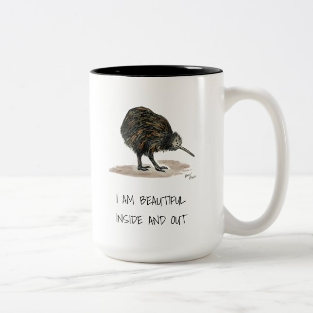 Beautiful Kiwi Affirmations Two-Tone Coffee Mug (Right)