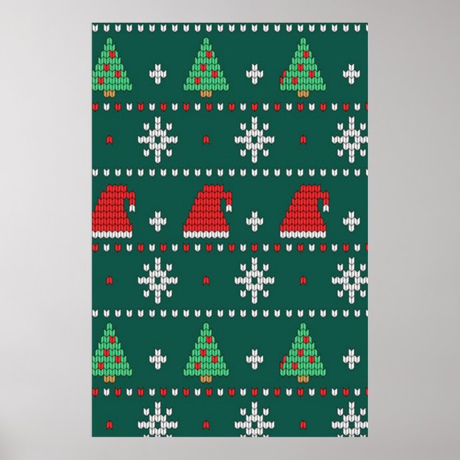 Beautiful knitted christmas pattern poster (Front)