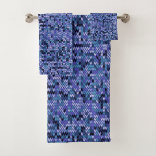 Beautiful , knitting pattern , knitted , blue and bath towel set