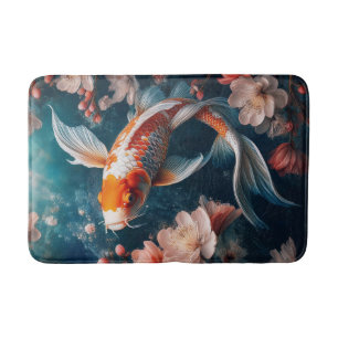 Beautiful Koi Fish Pond  Bath Mat