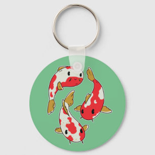 Beautiful Koi Fishes Cartoon Design Keychain