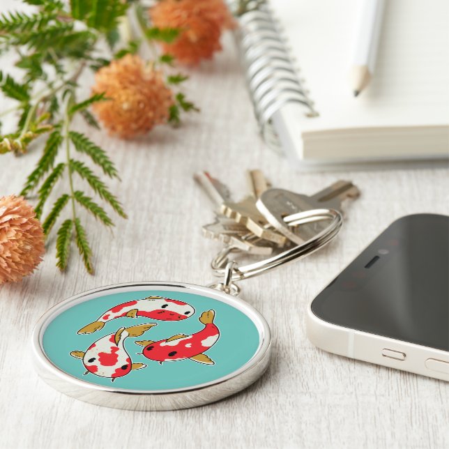 Beautiful Koi Fishes Cartoon Design Keychain (Side)