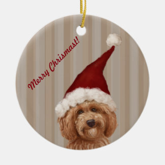 Beautiful Labradoodle Love Dog Custom Text Ceramic Ornament