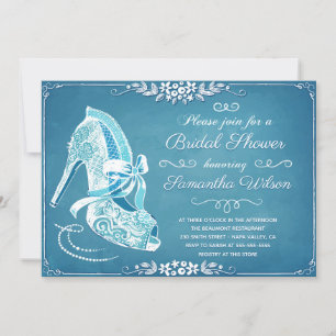 Beautiful Lace Bride's Shoes Bridal Shower Invitation