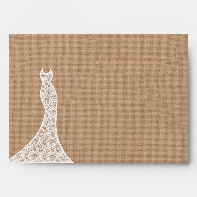 Beautiful Lace & Burlap Bridal Shower Envelope (Front)