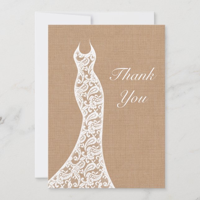 Beautiful Lace & Burlap Thank You Card (Front)