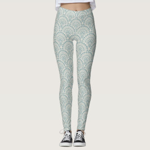 Beautiful Lace Pattern on Mint Green  Leggings