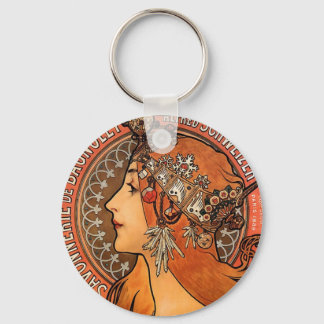 Beautiful ladies profile - Mucha Keychain