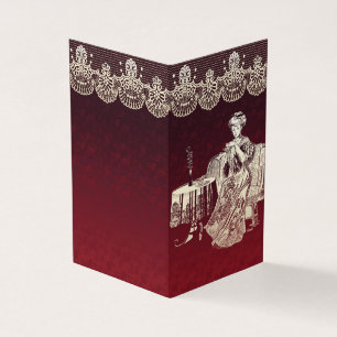 Beautiful Lady drinks tea Business Card