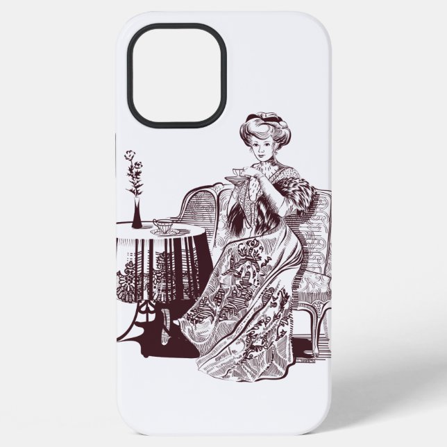 Beautiful Lady drinks tea iPhone Case (Back)