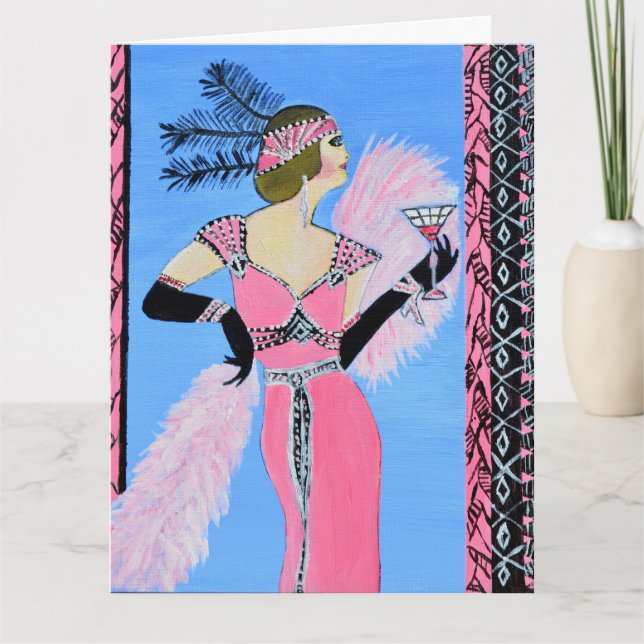 Beautiful lady folded greeting card  (Front)
