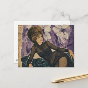 Beautiful Lady from 1969 Collage Postcard