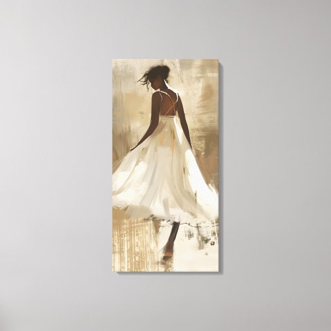 Beautiful Lady in White Dress Aesthetic Canvas Art (Front)