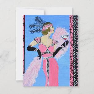 Beautiful lady invitation flat card