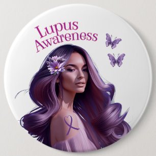 Beautiful Lady Lupus Awareness 6 Inch Round Button