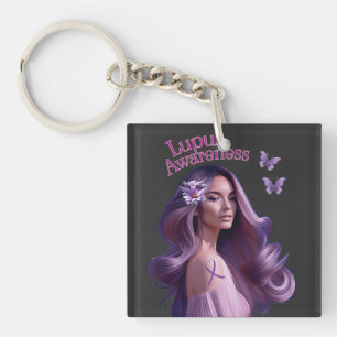 Beautiful Lady Lupus Awareness Keychain